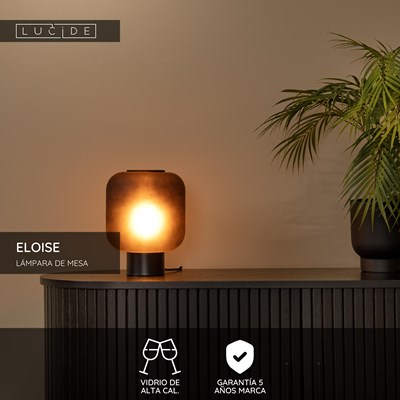 Lucide ELOISE - Lámpara de mesa - Ø 21 cm - 1xE27 - Negro